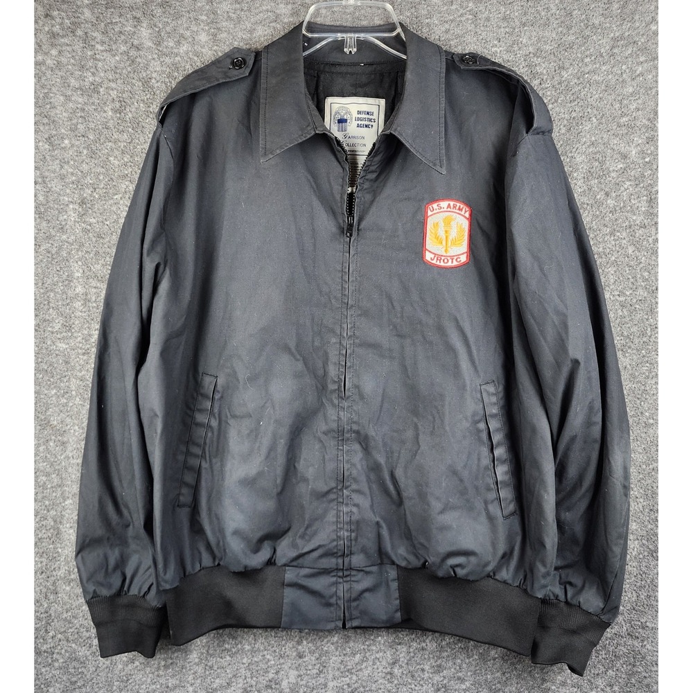 US Army JROTC Windbreaker Mens M Black Garrison Collection Military Jacket EUC